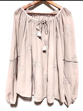 LOVE STITCH Embroidered Boho Peasant Blouse Poetcore Romantic